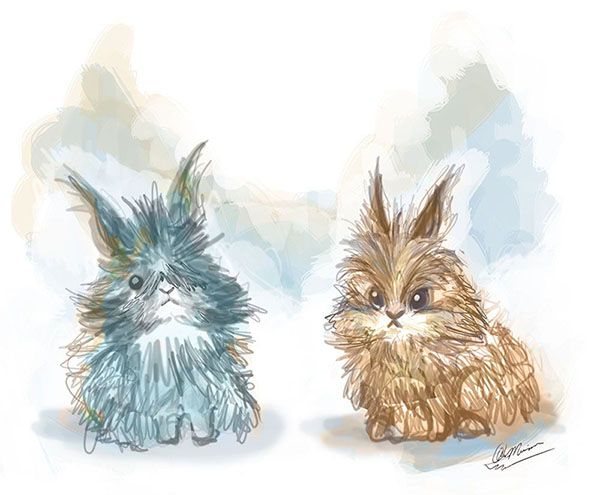 Gribouille et Pitchoune, les petits lapins dessinés par An Maria Gonzalez